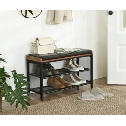 Scarpiera con pouf CASSA / Nero opaco