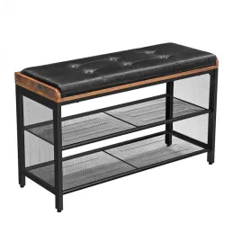 Scarpiera con pouf CASSA / Nero opaco