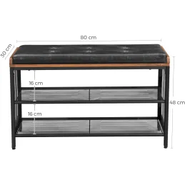 Scarpiera con pouf CASSA / Nero opaco