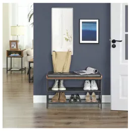 Scarpiera con pouf CASSA / Nero opaco