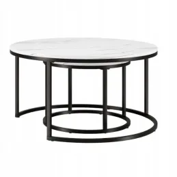 Set di 2 tavolini da salotto DIAMOND / Nero - marmo bianco