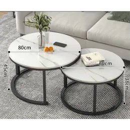 Set di 2 tavolini da salotto DIAMOND / Nero - marmo bianco