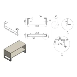Set di 2 gambe per mobili SIMONE / Nero opaco