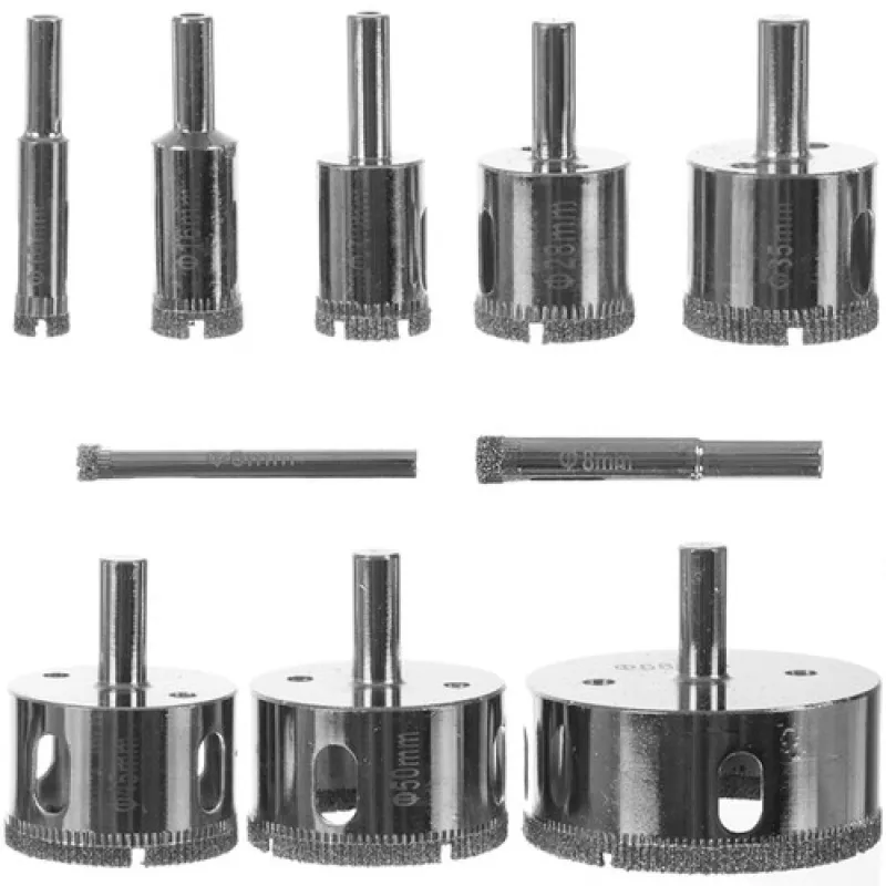 Set di 10 frese a tazza diamantate da 6 a 68 mm