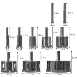 Set di 10 frese a tazza diamantate da 6 a 68 mm