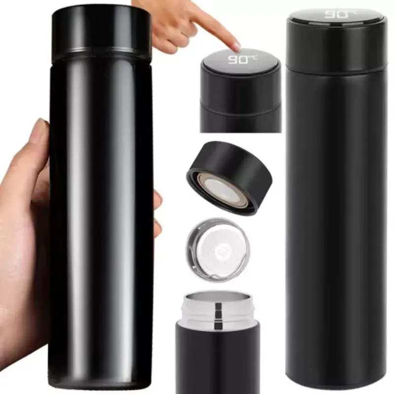 Borraccia termica con display LED 500 ml / Nera