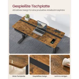 Scrivania elettrica regolabile in altezza APOLONIA 1400 x 600 / Nero – effetto legno