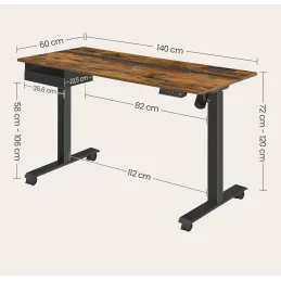 Scrivania elettrica regolabile in altezza APOLONIA 1400 x 600 / Nero – effetto legno