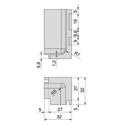 Angolo interno in alluminio per profilo GOLA - L / Inox