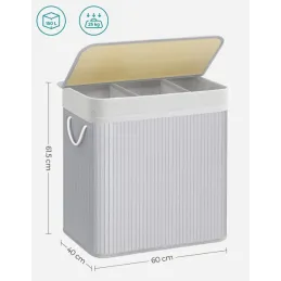 Cesto portabiancheria GLAMUR 150L / Grigio