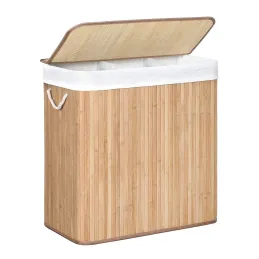 Cesto portabiancheria GLAMUR 150L / Legno naturale