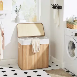 Cesto portabiancheria GLAMUR 150L / Legno naturale