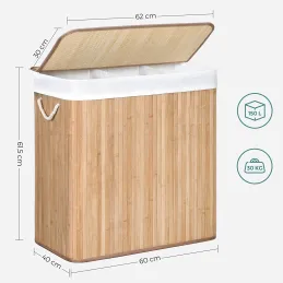 Cesto portabiancheria GLAMUR 150L / Legno naturale