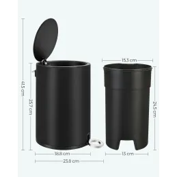 Cestino RANDON con pedale 3L / Nero opaco