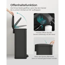 Pattumiera FLEXO con pedale 40 l / Nero opaco