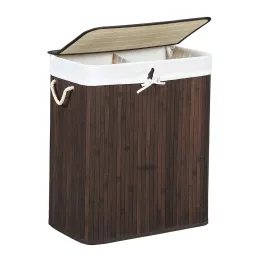 Cesto portabiancheria GLAMUR 100L / Legno scuro
