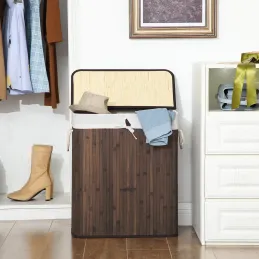 Cesto portabiancheria GLAMUR 100L / Legno scuro