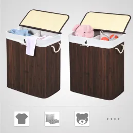 Cesto portabiancheria GLAMUR 100L / Legno scuro