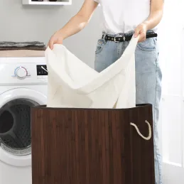 Cesto portabiancheria GLAMUR 100L / Legno scuro