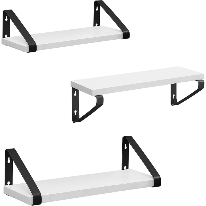 Set di 3 mensole REGALO Shelf / Nero opaco - Legno bianco