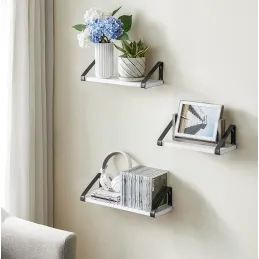 Set di 3 mensole REGALO Shelf / Nero opaco - Legno bianco