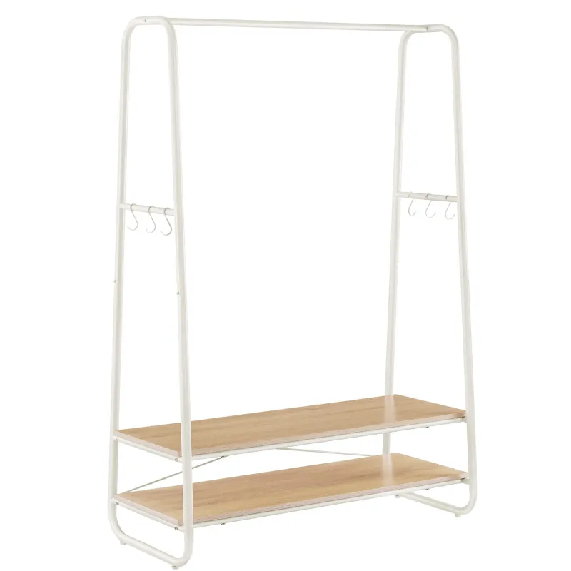 Appendiabiti con ripiani PRINCESS / Bianco opaco - legno