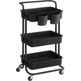Carrello contenitore con ruote RIANNA / Nero opaco