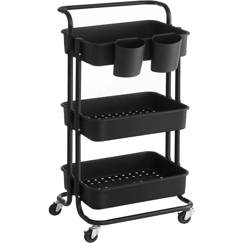 Carrello contenitore con ruote RIANNA / Nero opaco