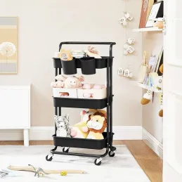 Carrello contenitore con ruote RIANNA / Nero opaco
