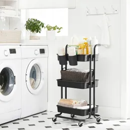 Carrello contenitore con ruote RIANNA / Nero opaco