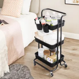 Carrello contenitore con ruote RIANNA / Nero opaco
