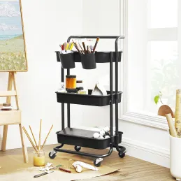 Carrello contenitore con ruote RIANNA / Nero opaco