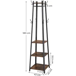 Appendiabiti da terra COAT / Nero opaco - legno scuro