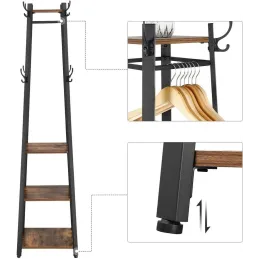 Appendiabiti da terra COAT / Nero opaco - legno scuro