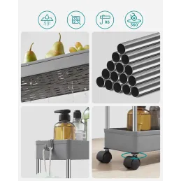 Carrello portaoggetti con rotelle AMADEO / Grigio - cromato lucido