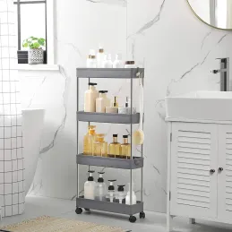 Carrello portaoggetti con rotelle AMADEO / Grigio - cromato lucido