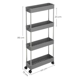 Carrello portaoggetti con rotelle AMADEO / Grigio - cromato lucido