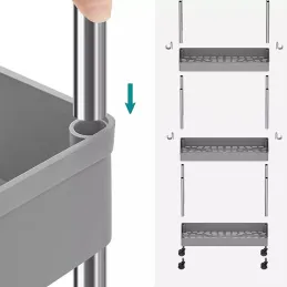 Carrello portaoggetti con rotelle AMADEO / Grigio - cromato lucido