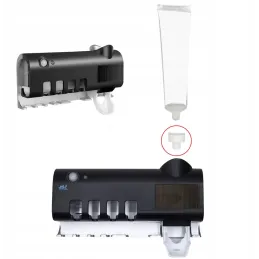 Portaspazzolini esclusivo con sterilizzazione UV e dispenser / Nero opaco