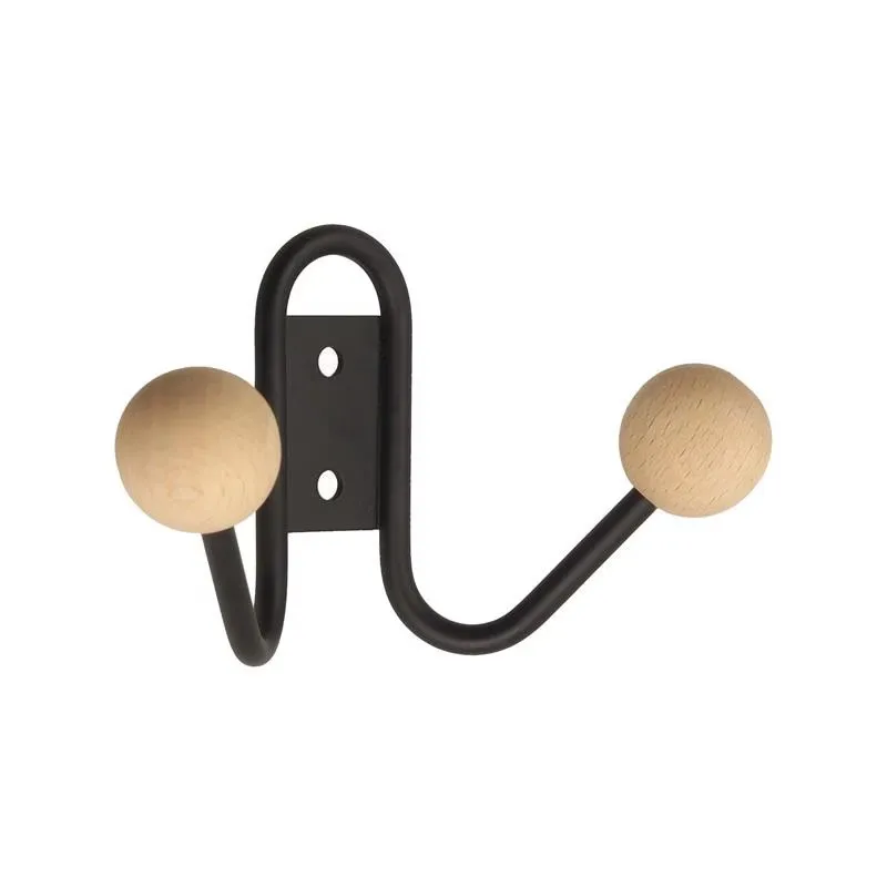 Appendiabiti GIANO MINI / Nero opaco + legno