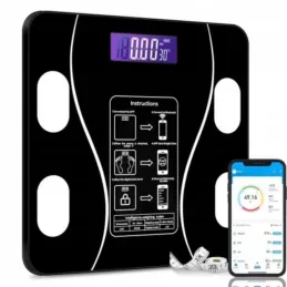 Bilancia pesapersone con connessione Bluetooth, portata 180 kg, INTEL / Nera