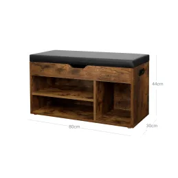 Scarpiera con pouf MEXICO / legno vintage – nero