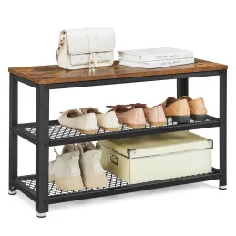 Scarpiera con sgabello VIANO 730 / Nero opaco – legno vintage