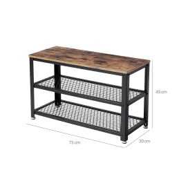 Scarpiera con sgabello VIANO 730 / Nero opaco – legno vintage