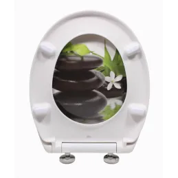 Sedile WC con chiusura ammortizzata / Motivo pietre nere