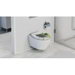 Sedile WC con chiusura ammortizzata / Motivo pietre nere