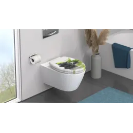 Sedile WC con chiusura ammortizzata / Motivo pietre nere