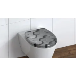 Sedile WC con chiusura rallentata / Motivo esagonale