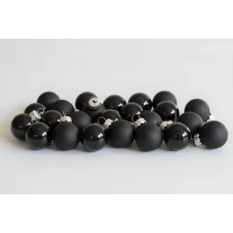 Set di palline natalizie in vetro GLAMOUR da 50 mm – 12 pezzi / Nero