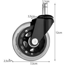 Set di 5 rotelle per ufficio OFFICE 75 mm / Nero